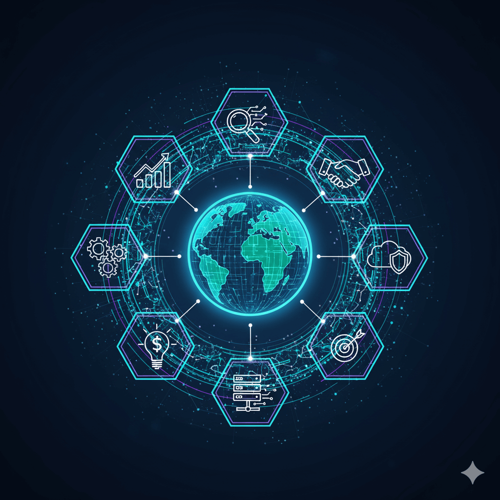 Equipe analisando gráficos de crescimento de site em um laptop