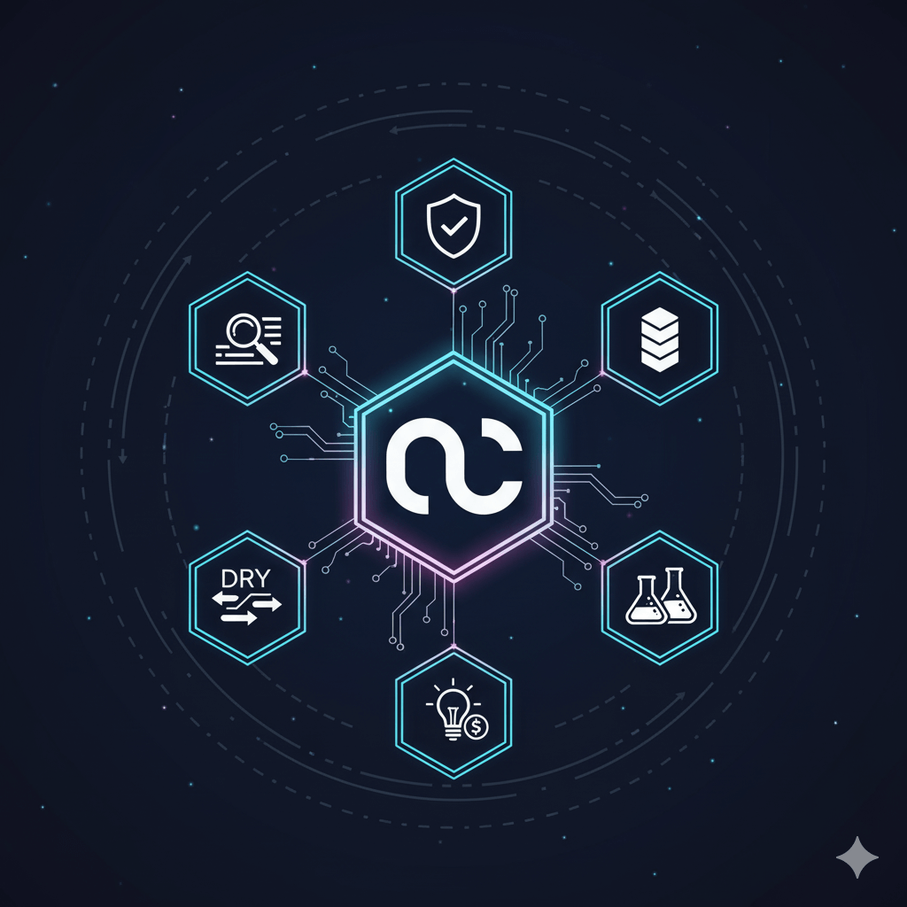 Representação digital de código bem organizado e estruturado com uma lupa sobre ele